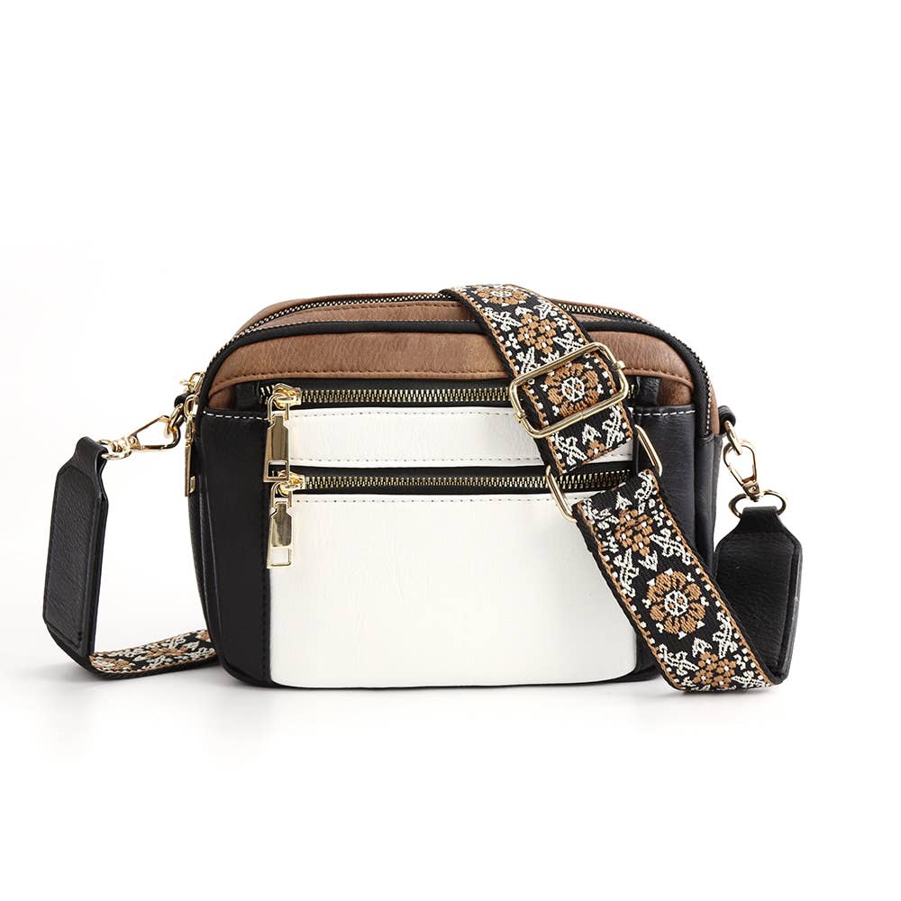 Multi Functional Zipper Crossbody Bag: Black / Medium