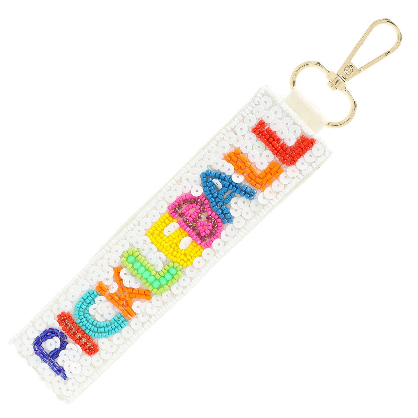 Pickleball Seed Beaded Sequin Rhinestone Keychain