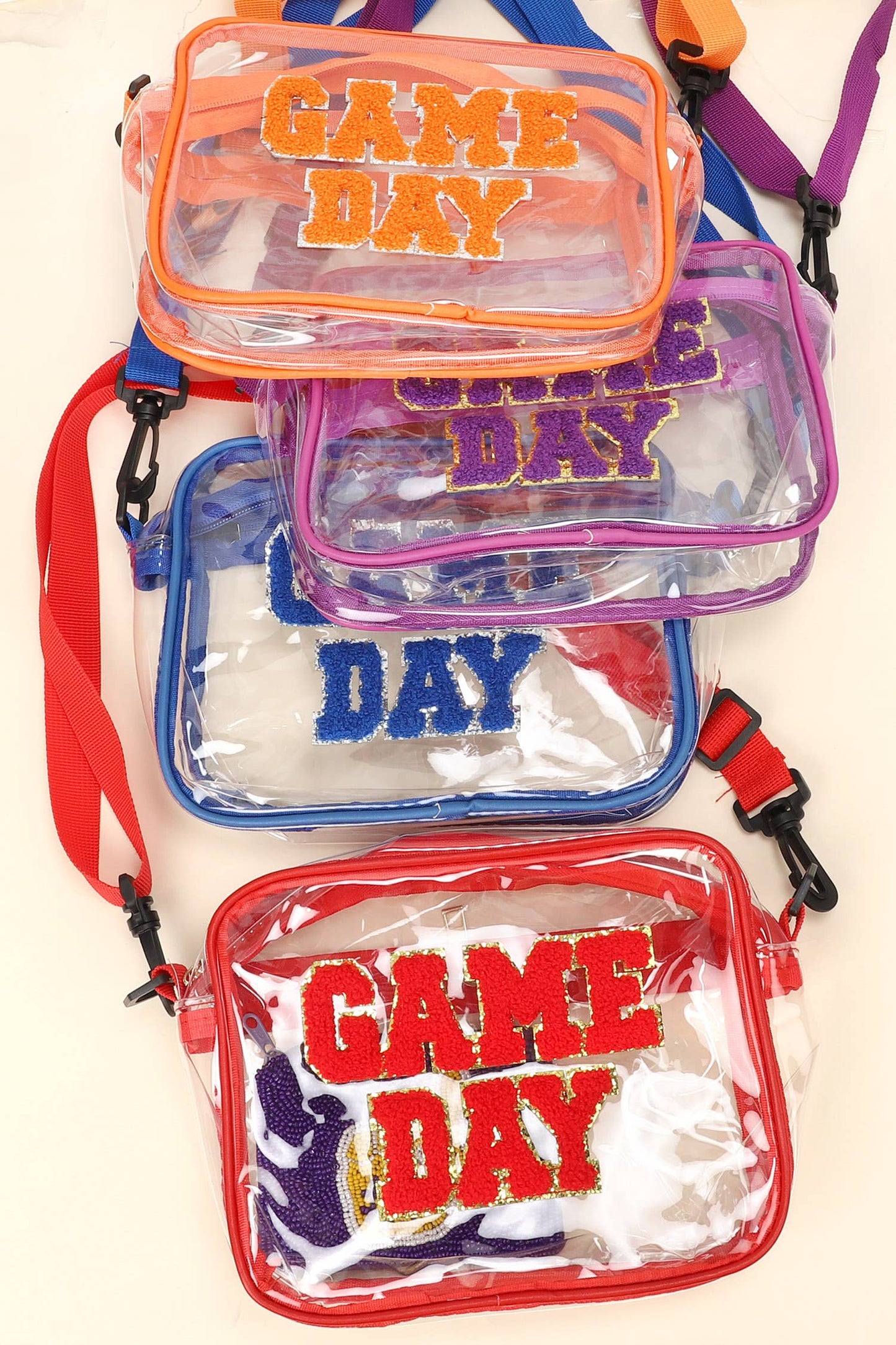 Game Day Clear Transparent Crossbody Bag : Red