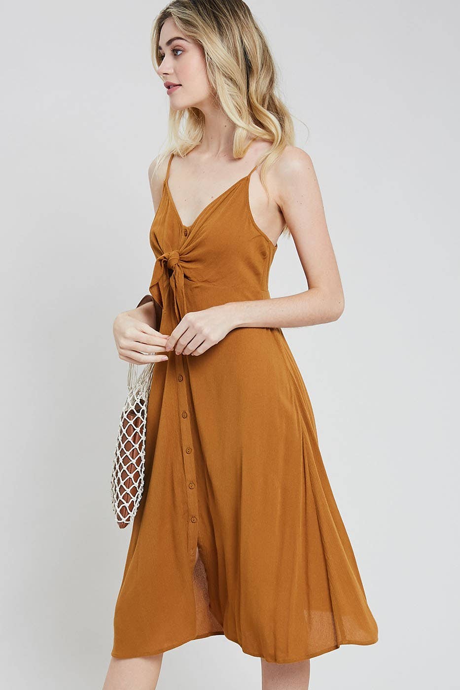 Front Tie Button down Dress