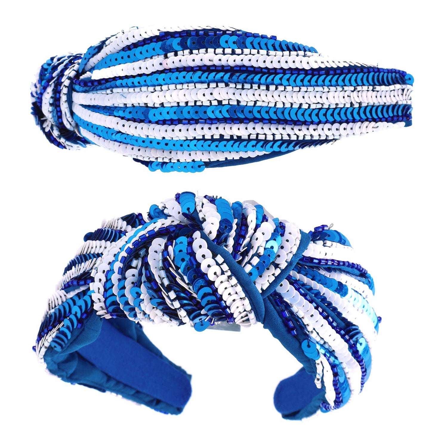 Fully Embellished Sequin Knotted Headband: Red White
