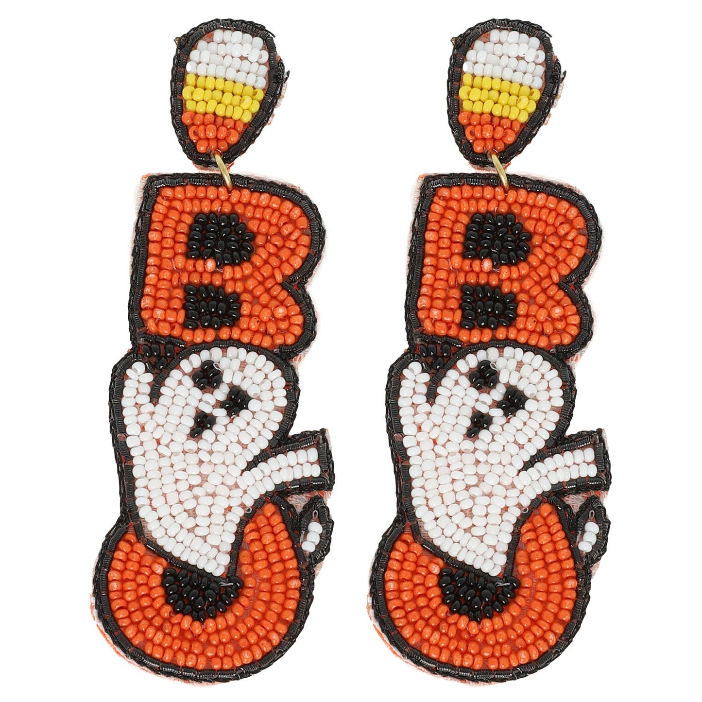 Halloween Candy Corn Ghost Bead Post Earrings : Purple