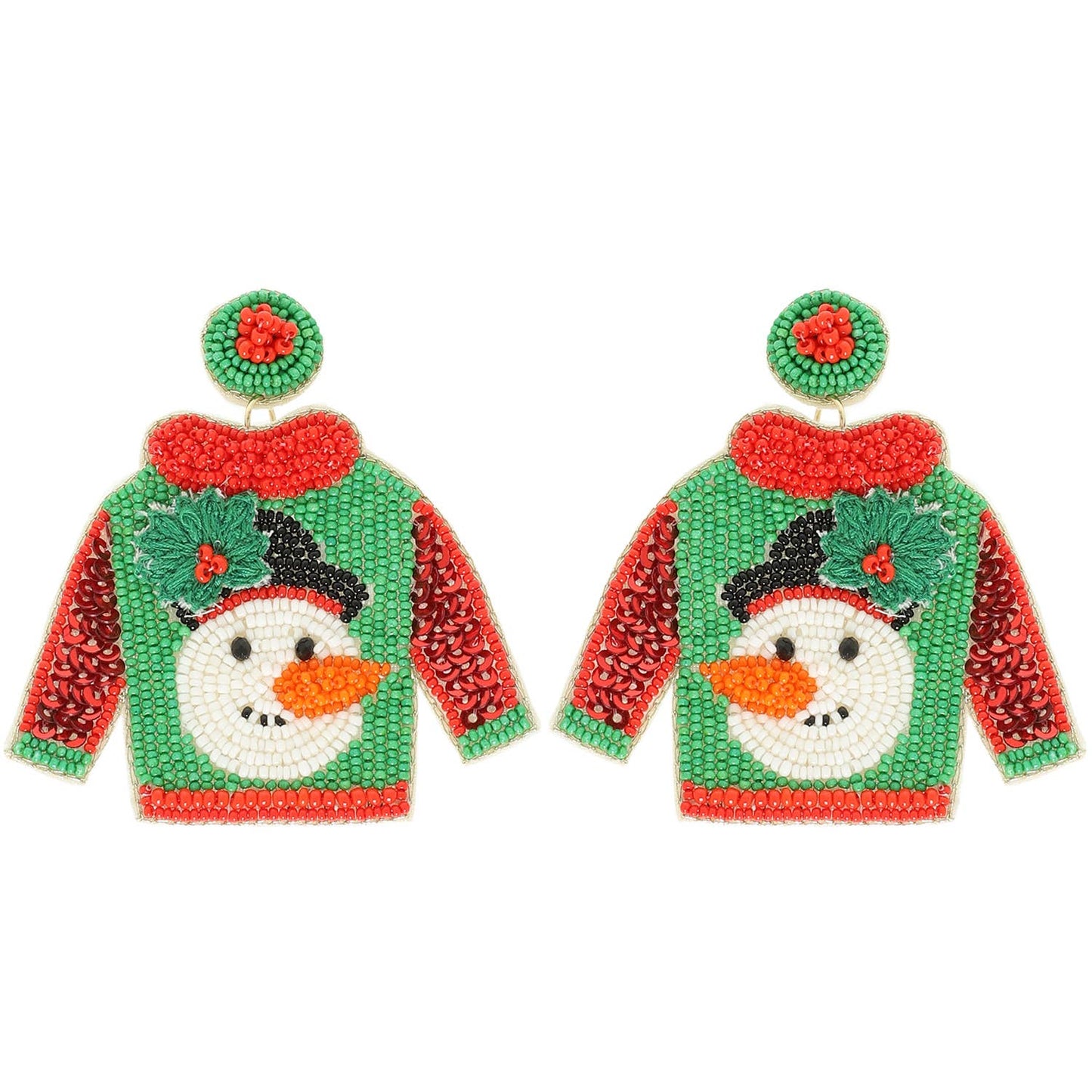 Christmas Ugly Sweater Snowman Earrings