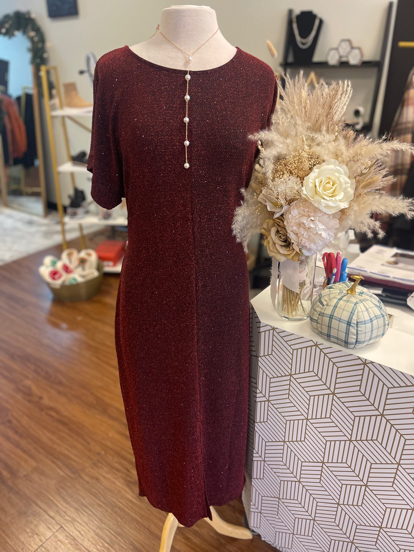 Sparkle Front Slit Dress