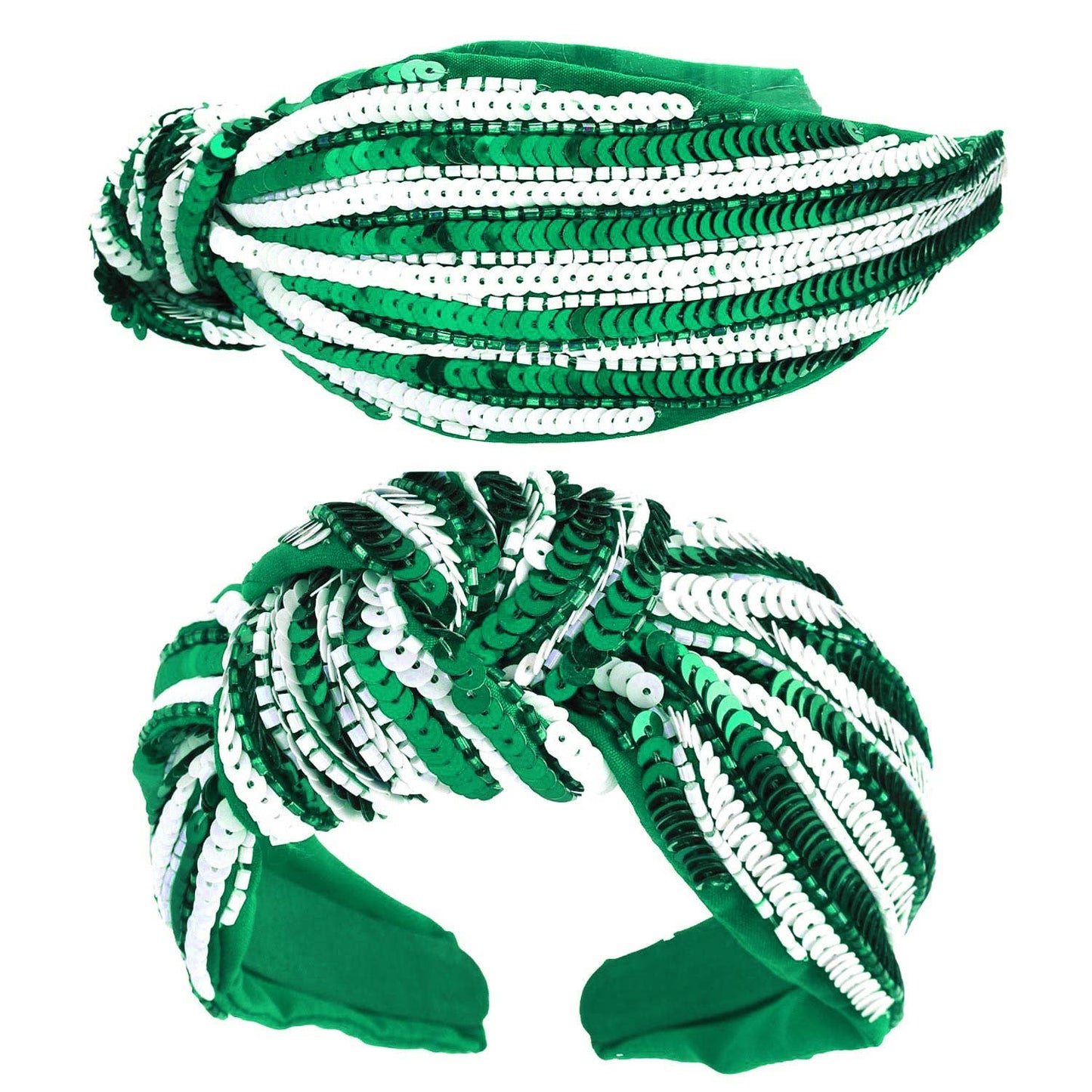 Fully Embellished Sequin Knotted Headband: Red White