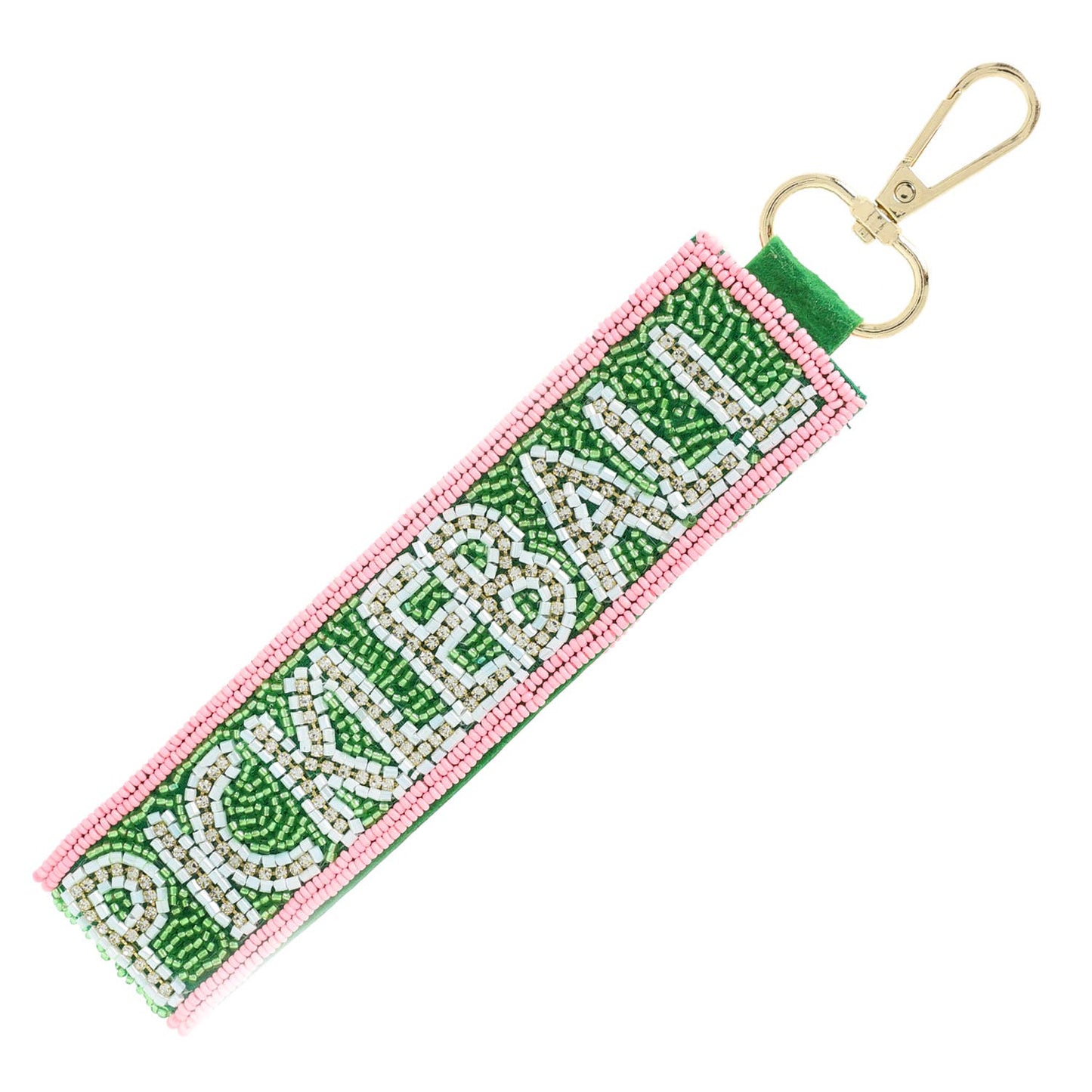 Pickleball Seed Beaded Rhinestone Keychain