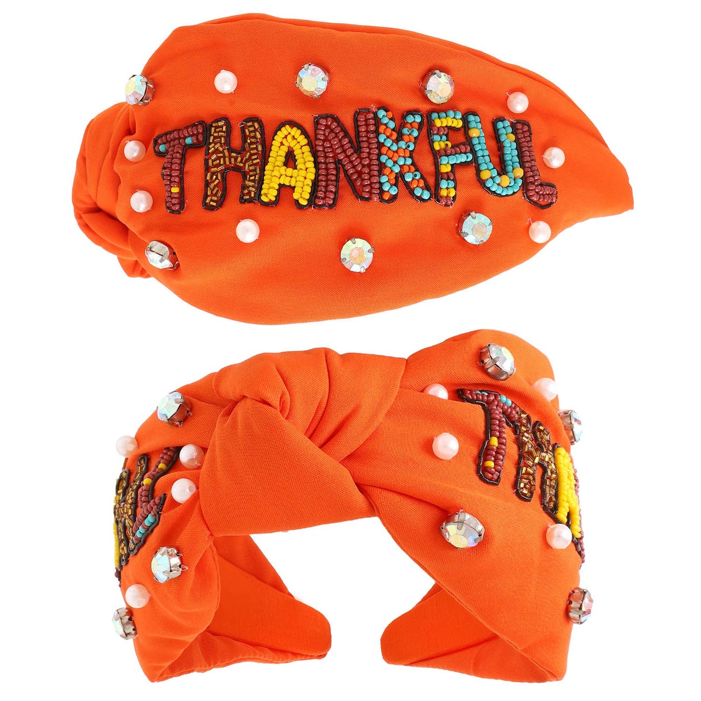 Thankful Thanksgiving Crystal Beaded Headband