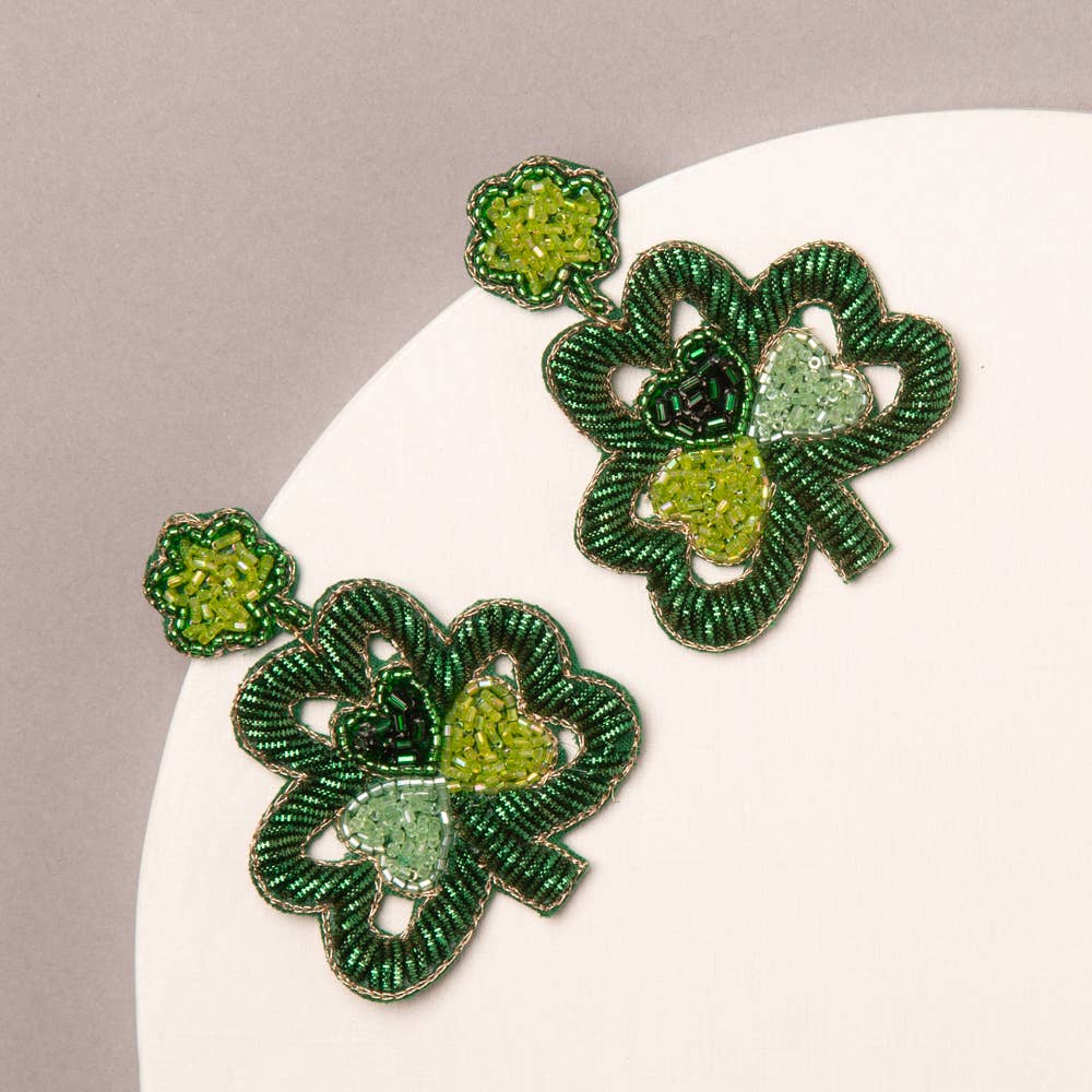 St.Patricks Shamrock Post Earrings
