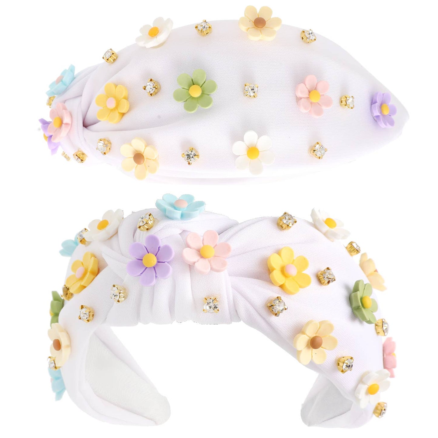 Multicolor Acrylic Floral Beaded Jeweled Headband: Fuchsia