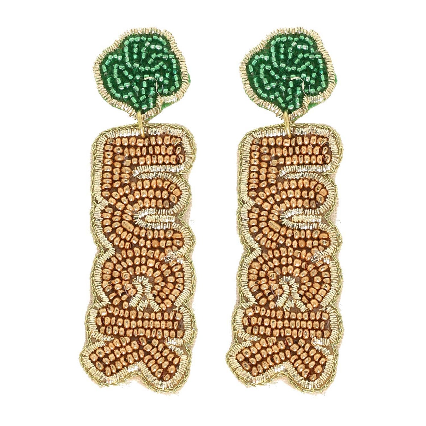 Luck Saint Patrick's Shamrock Beaded Earrings