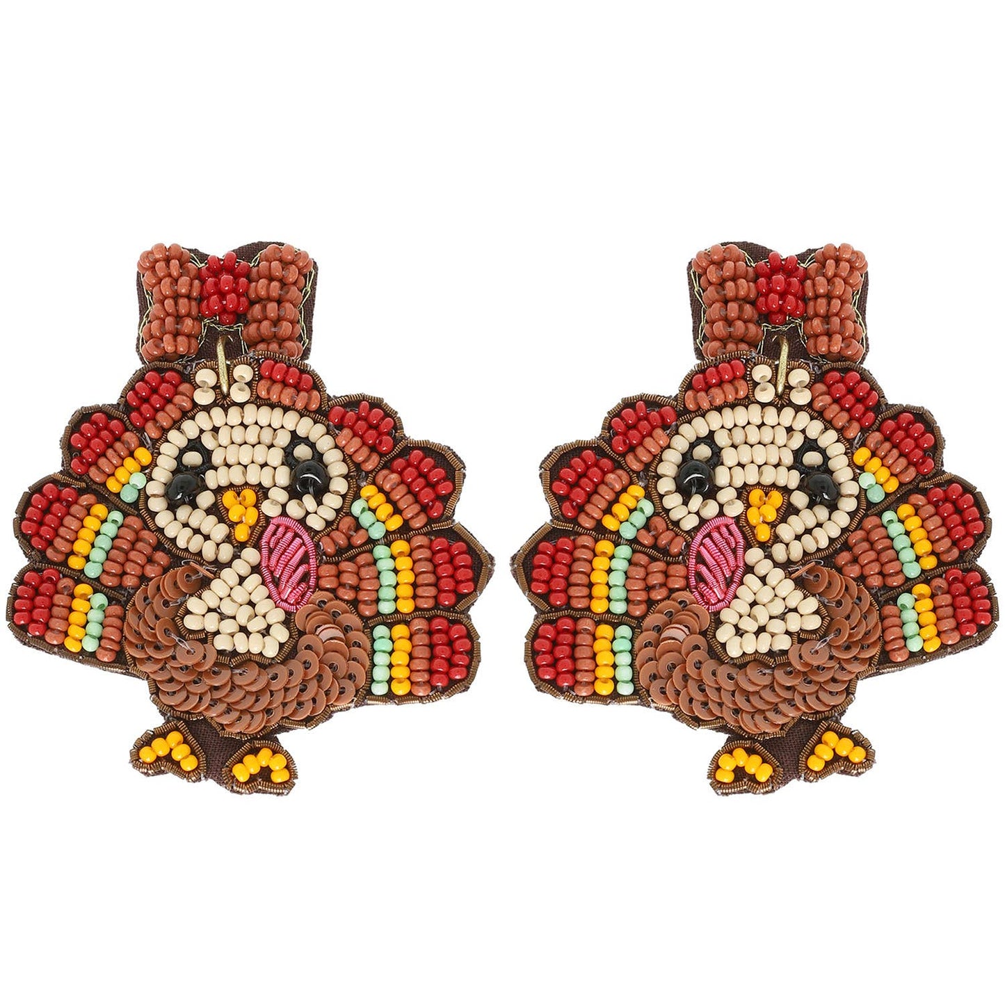 Thanksgiving Turkey Seed Bead Post Earrings