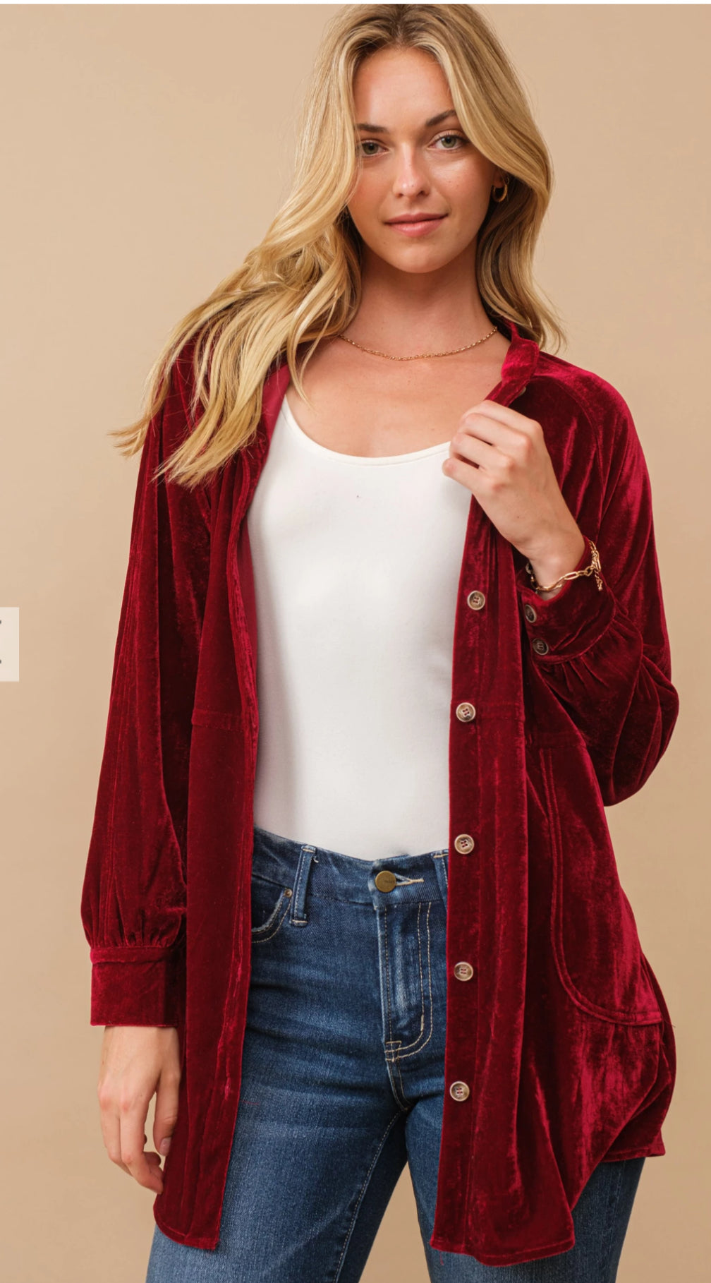 Sweet Little Vibe Velvet Buttondown