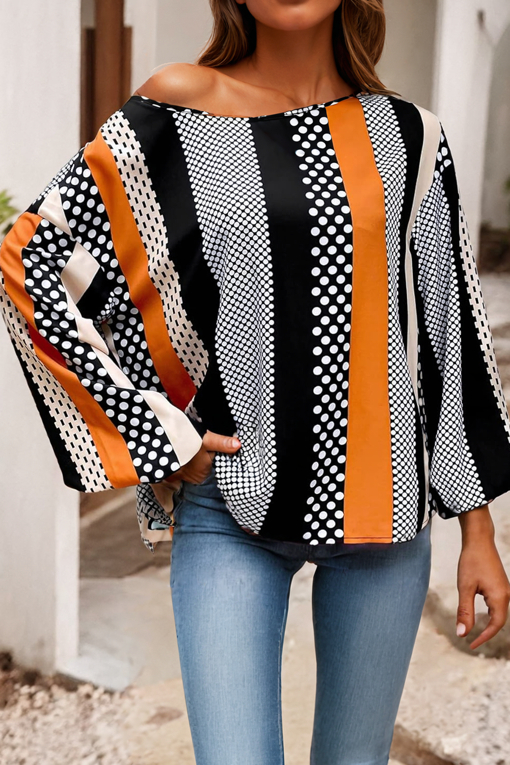 Printed Puff Sleeve Blouse
