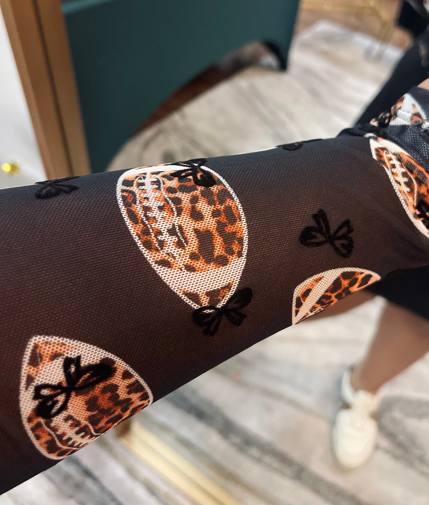 Bows & Football Mesh Top