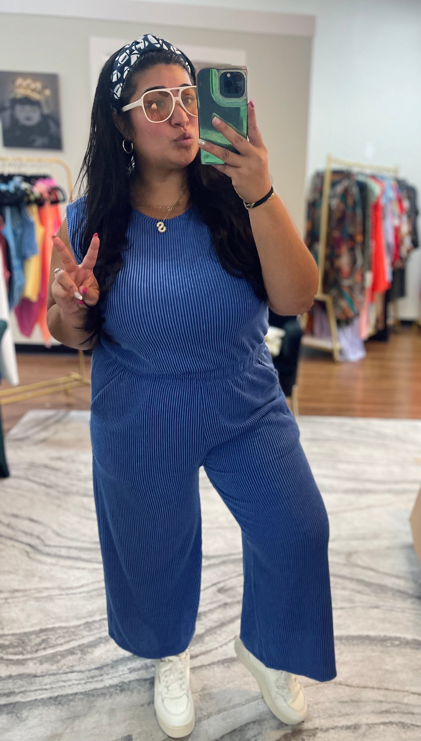 Denim Ribbed 2pc Set