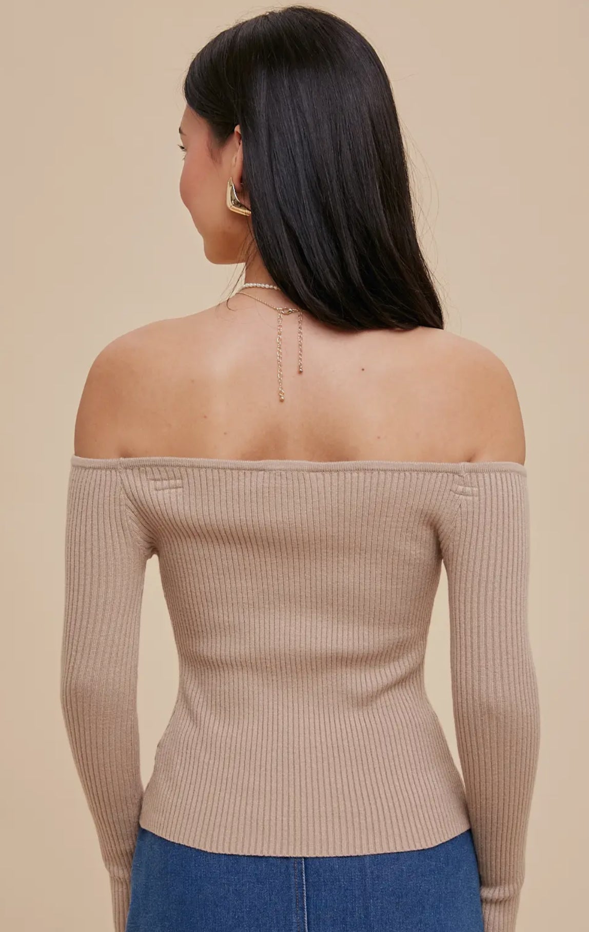 Off the shoulder ribbed top