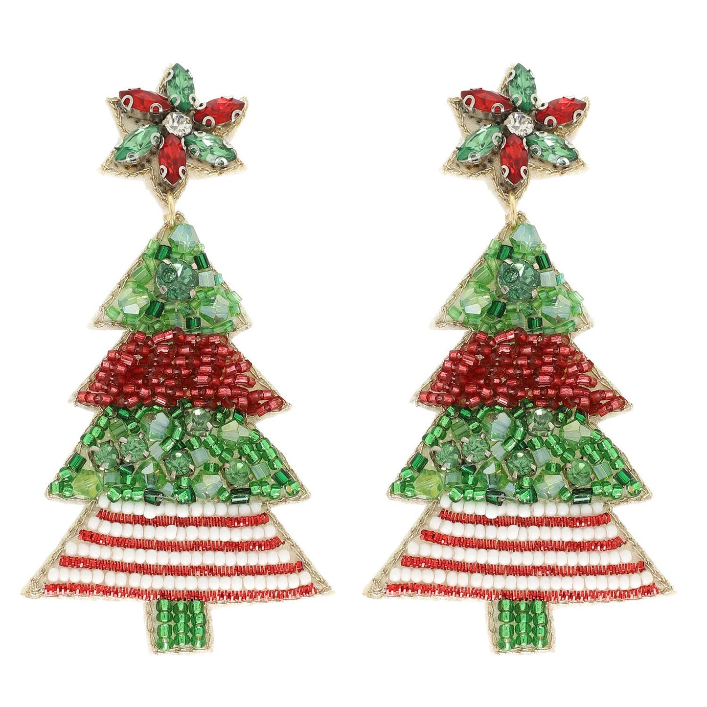 Christmas Tree Jeweled Post Earrings