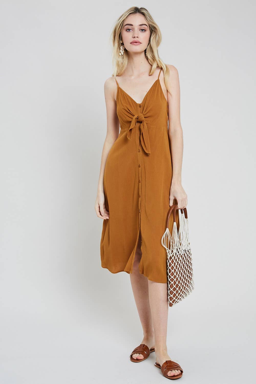 Front Tie Button down Dress