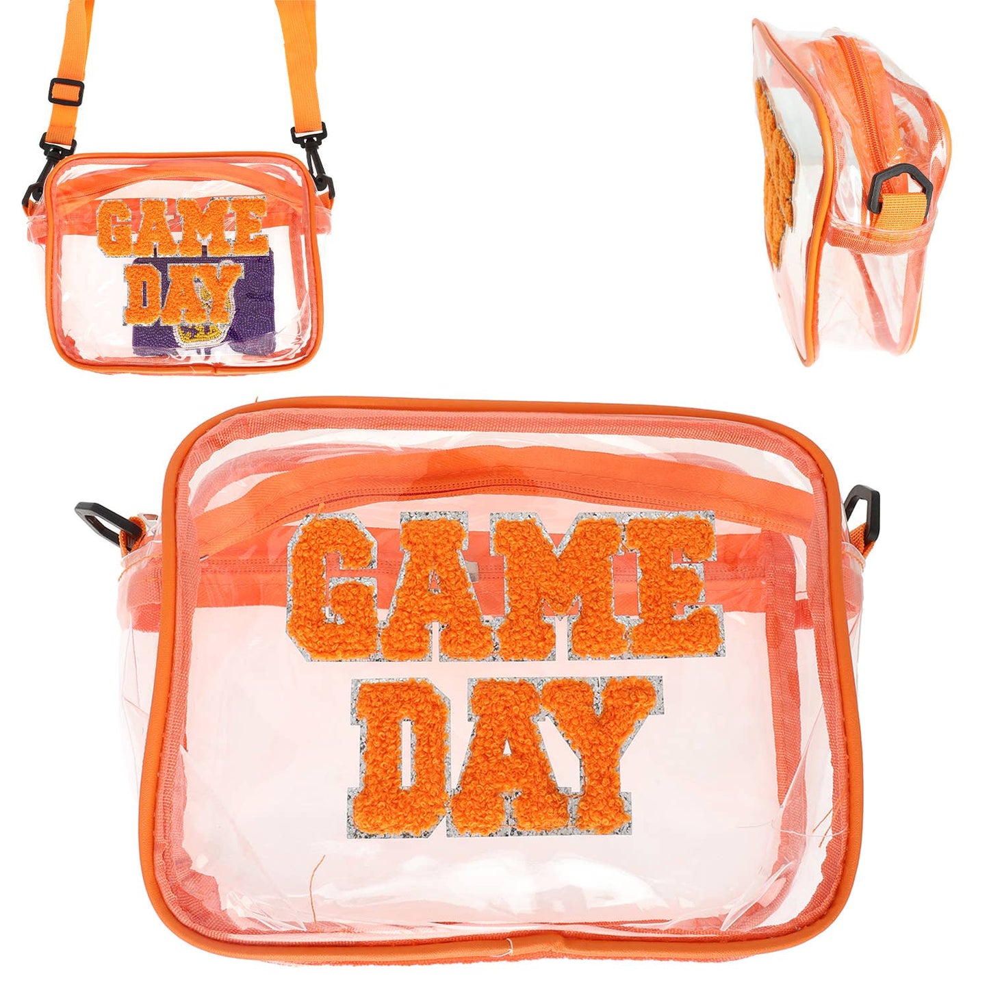 Game Day Clear Transparent Crossbody Bag : Orange