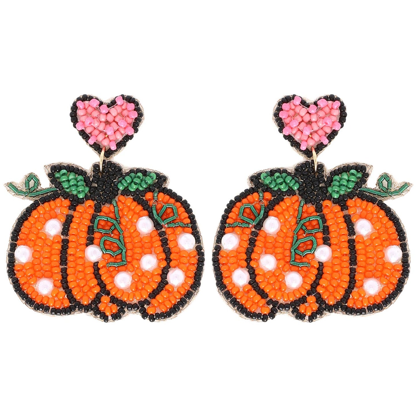 Polka Dot Pearl Thanksgiving Pumpkin Earrings