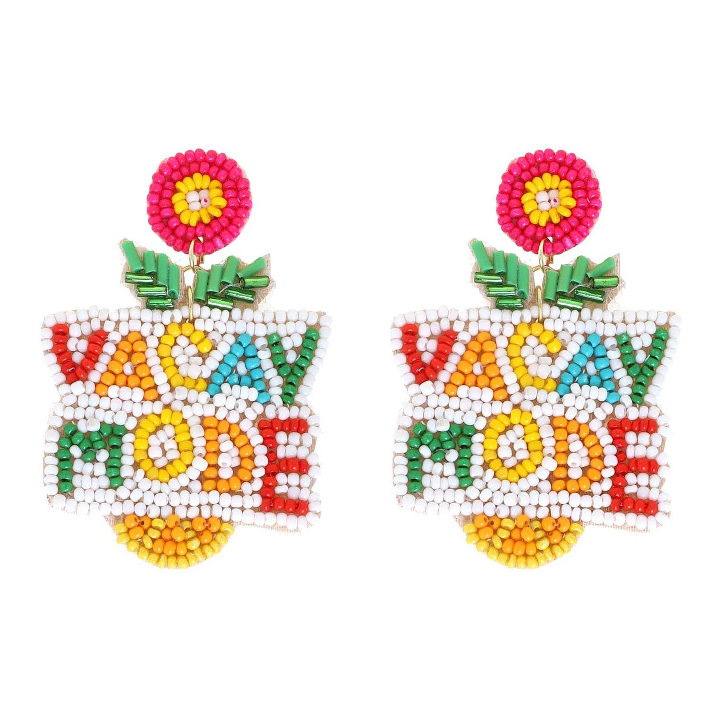 Seed Beaded Vacay Mode w/ Flower Dangle Earrings