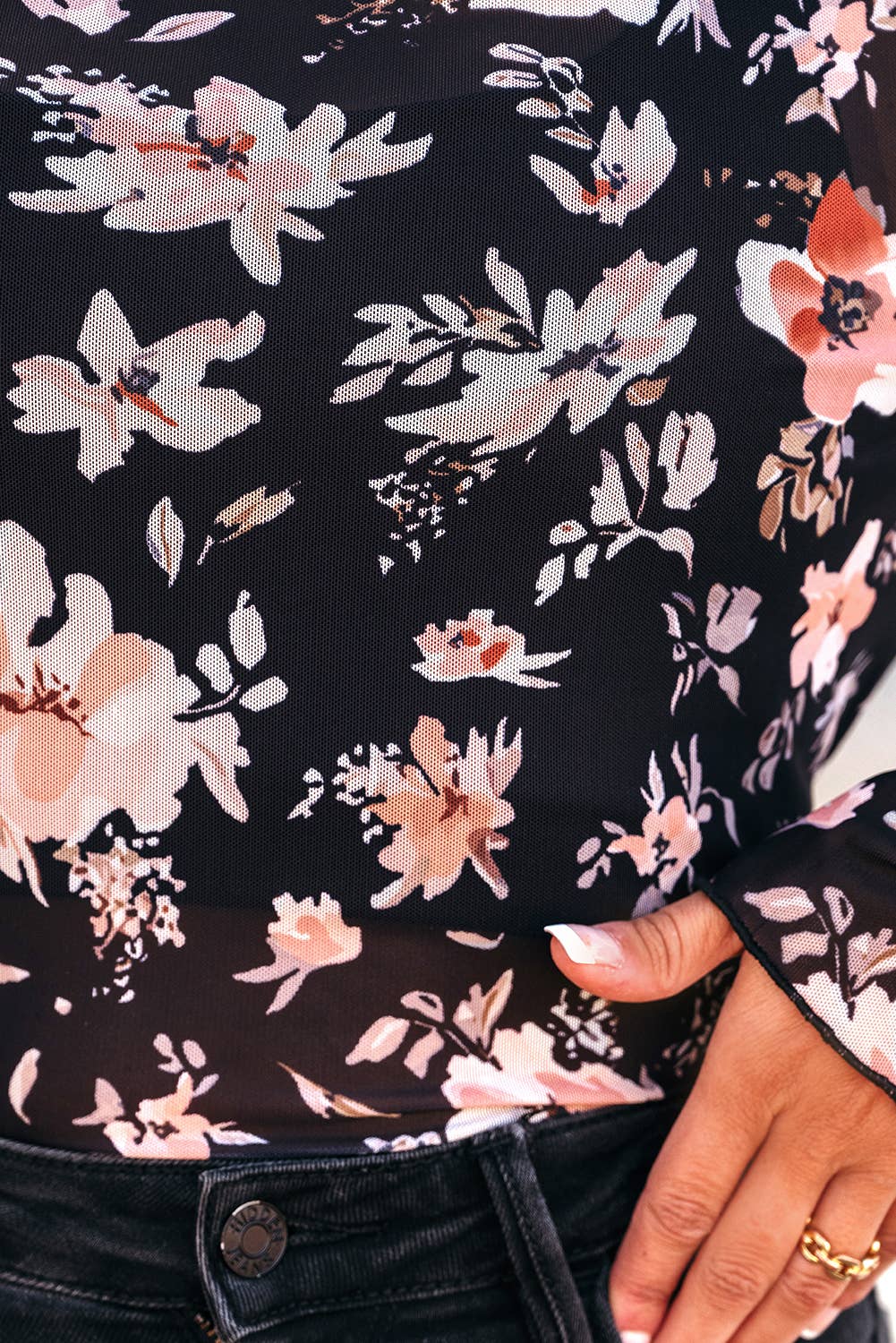 Spring Floral Mesh Top