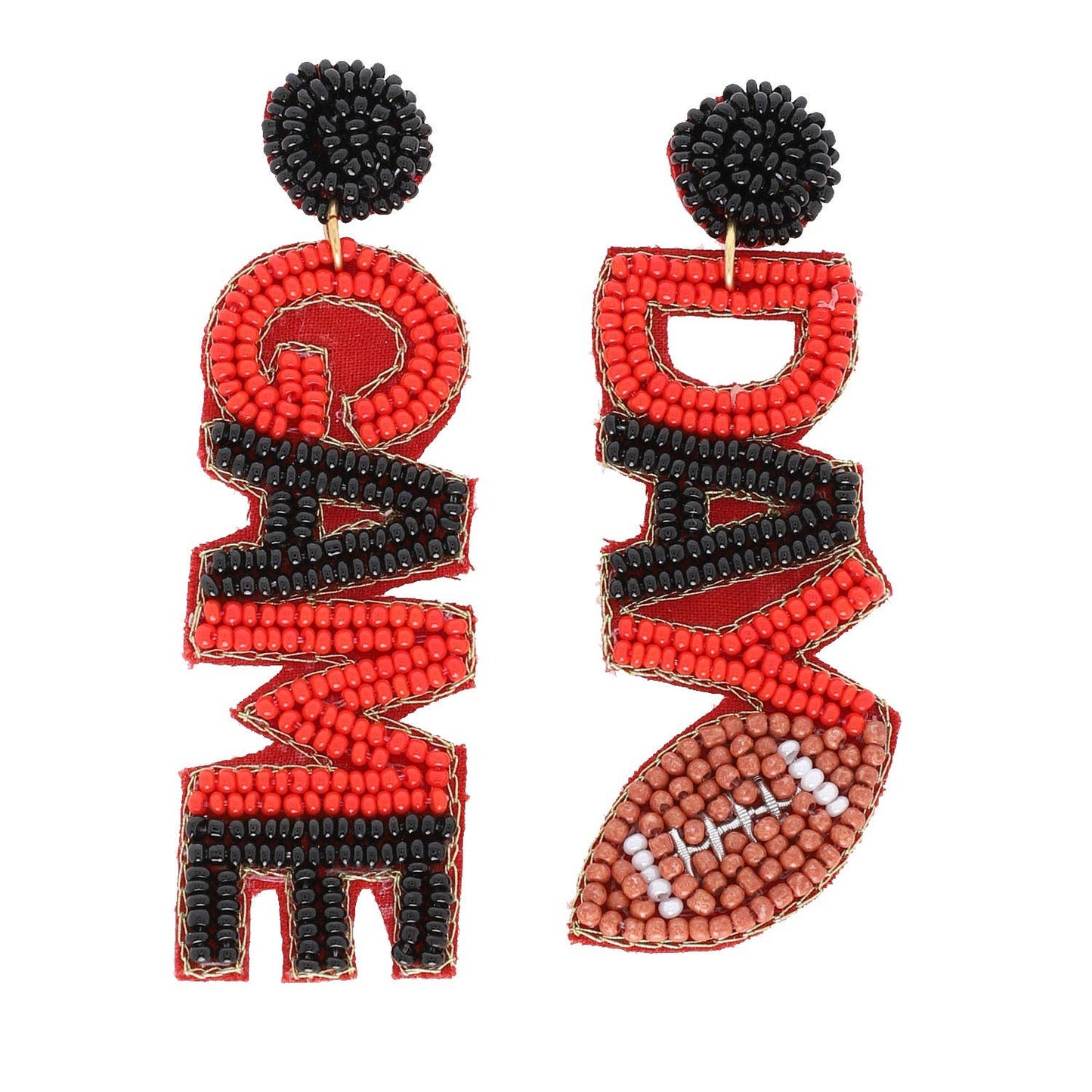 Game Day Dangle Earrings: Burgundy White