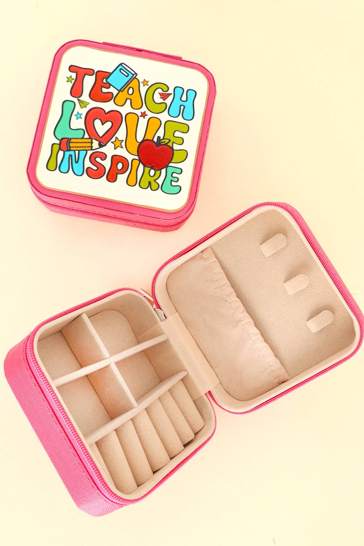 1960s Teacher Themed Tooled Leather Jewelry Box