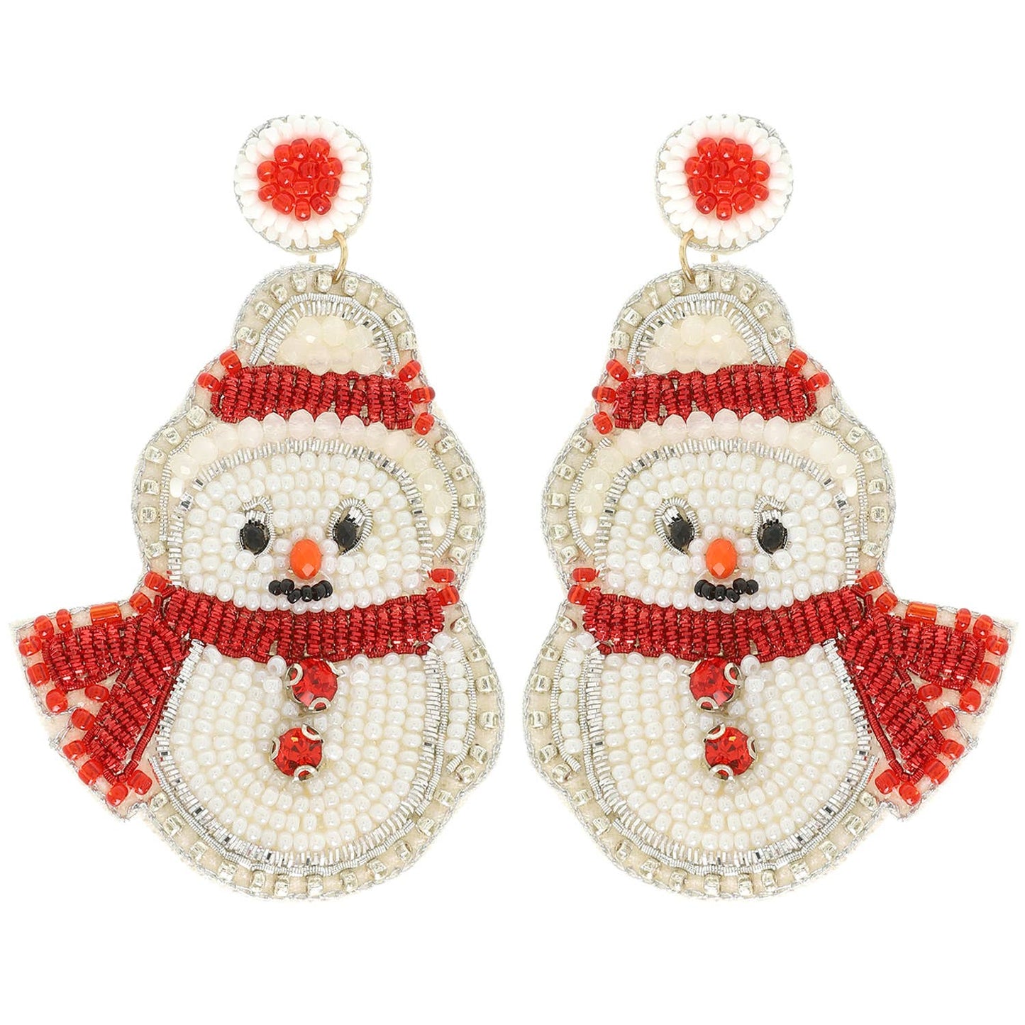Christmas Scarfed Snowman Post Earrings
