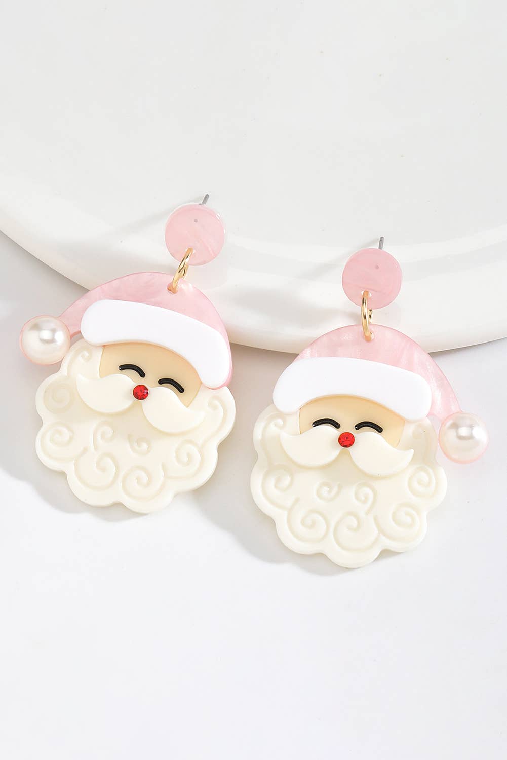 Pink Santa Earrings