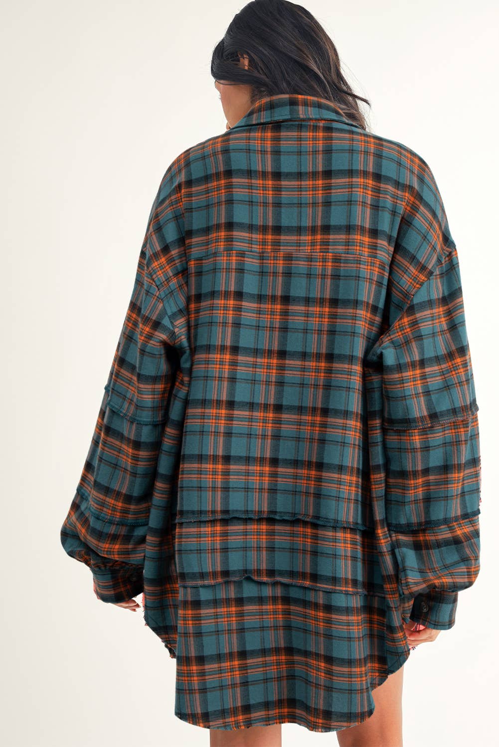 Long Sleeeve Side Split Distressed Shirt/Shacket