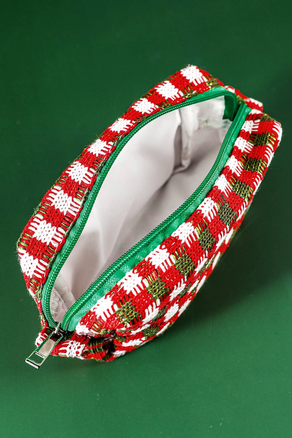 LDC Christmas Style Crochet Zipper Square Makeup Bag: Racing Red