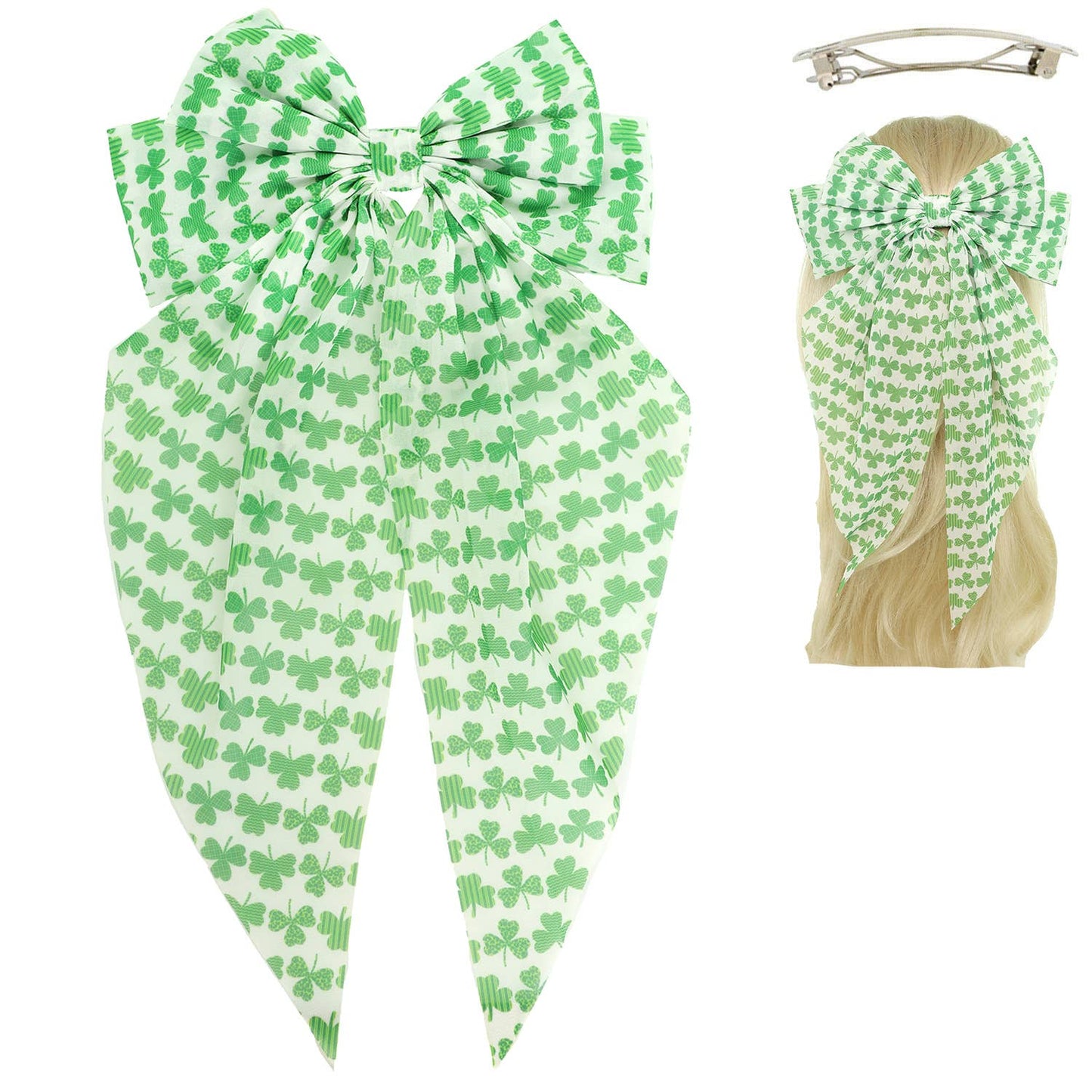 St. Patrick Theme Bow Barrette Hair Clip