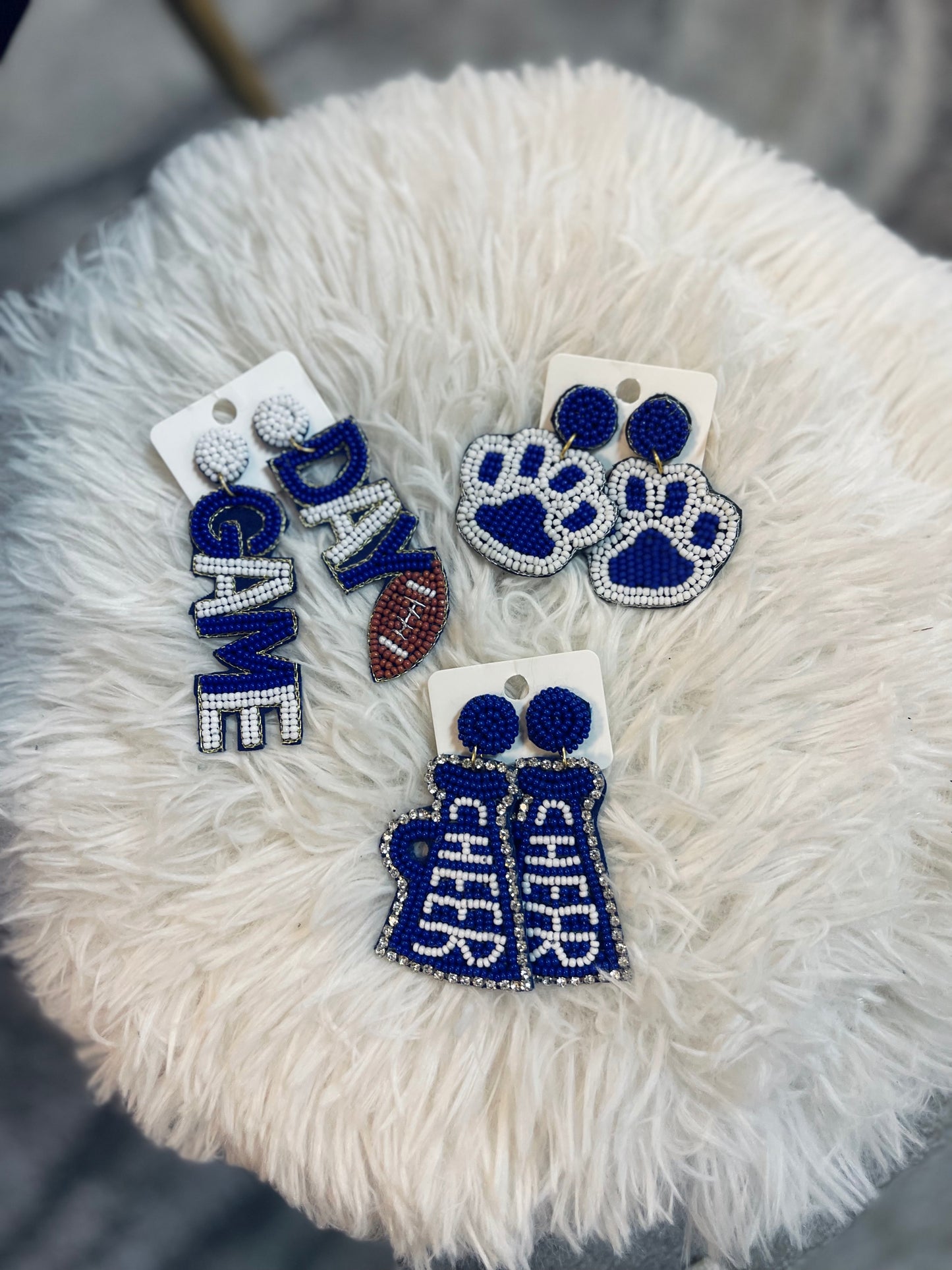 Beaded Football Earrings