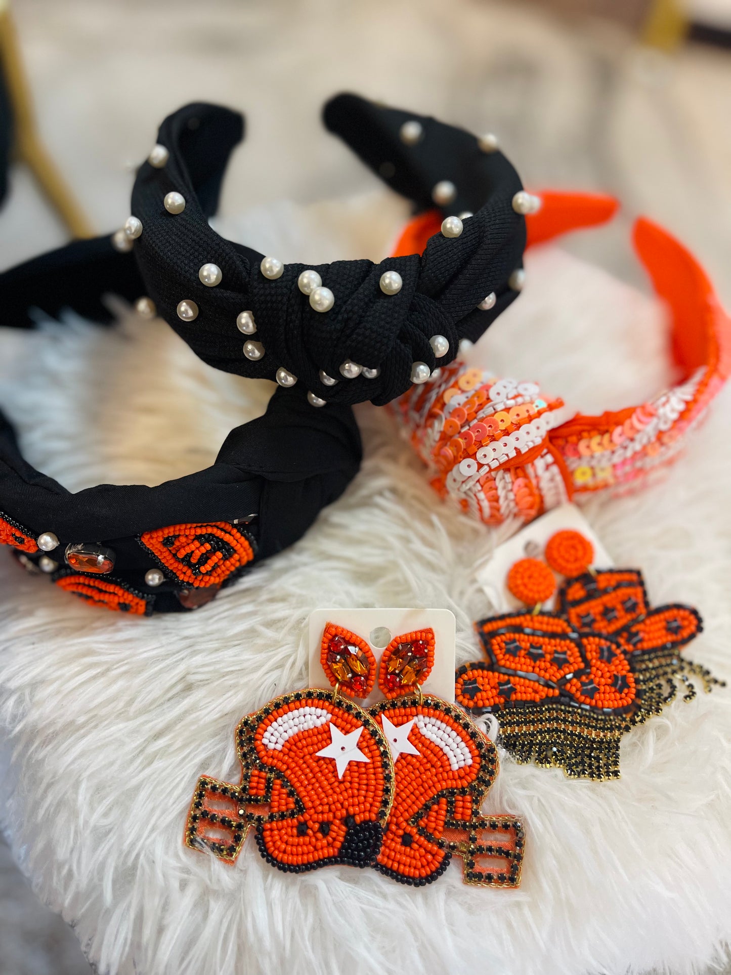 Beaded Football Earrings