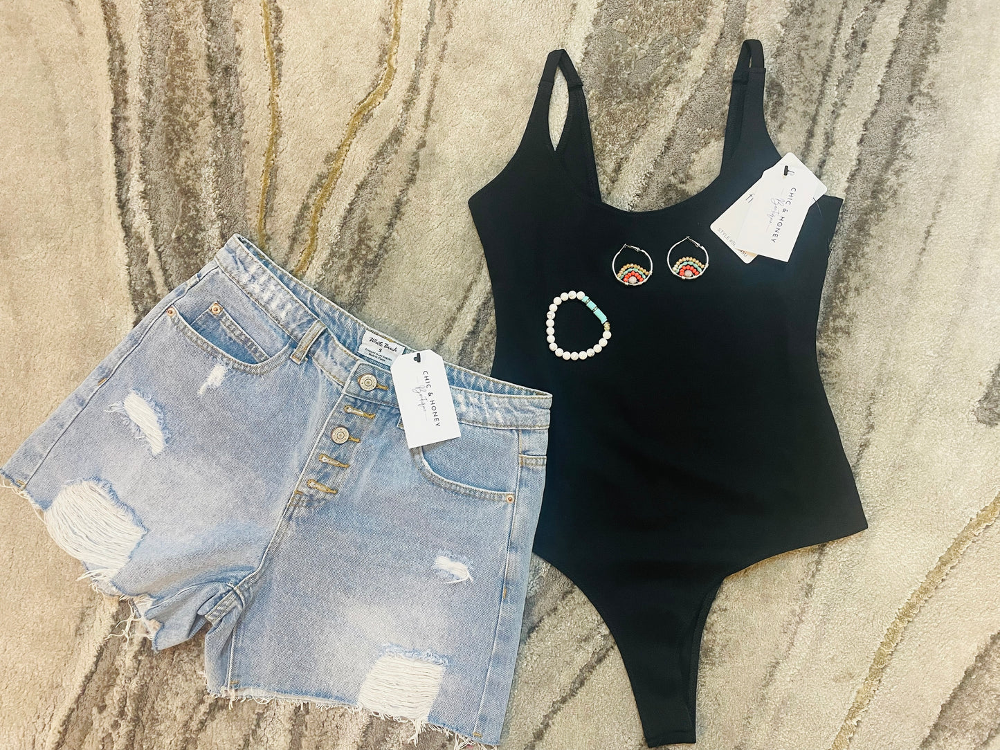 Deena Distress Denim Shorts