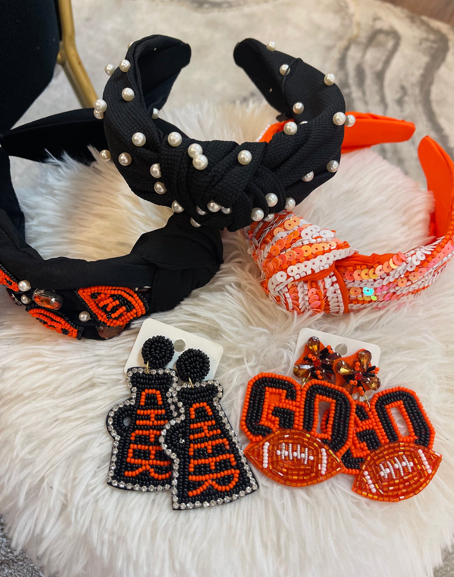 Beaded Football Earrings