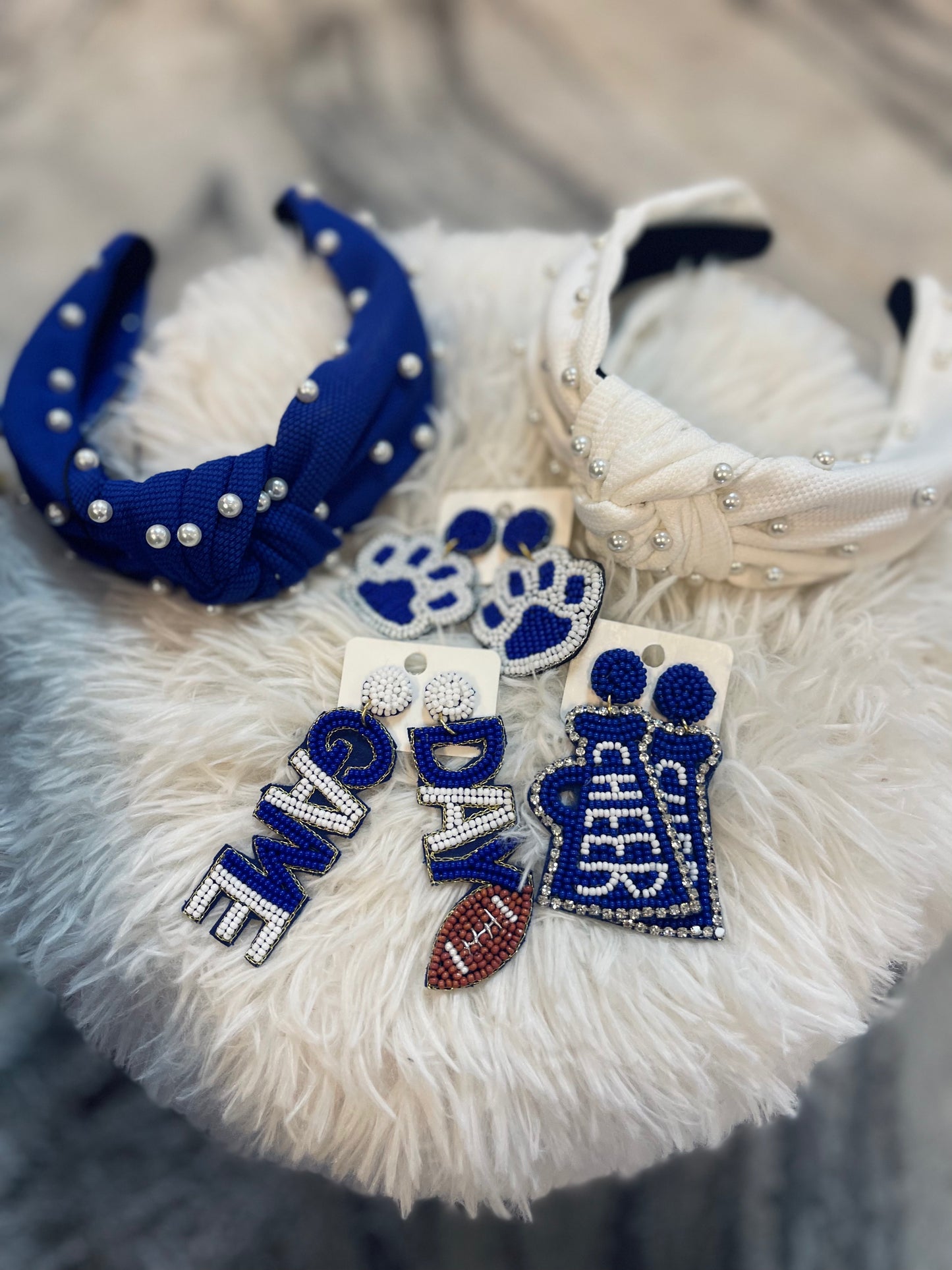 Beaded Football Earrings