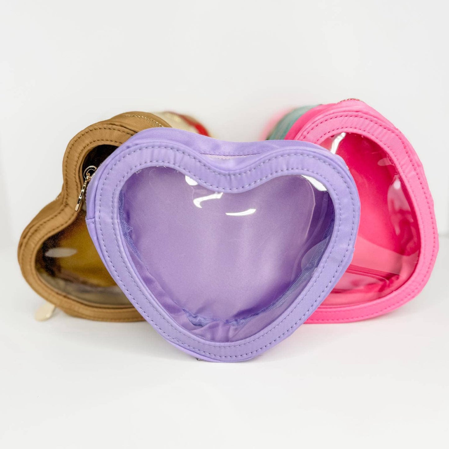 Light Purple Heart Pouch, Heart Cosmetic Bag, Heart Pouch