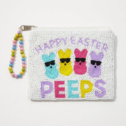 Happy Easter Peeps Seed Bead Coin Pouch