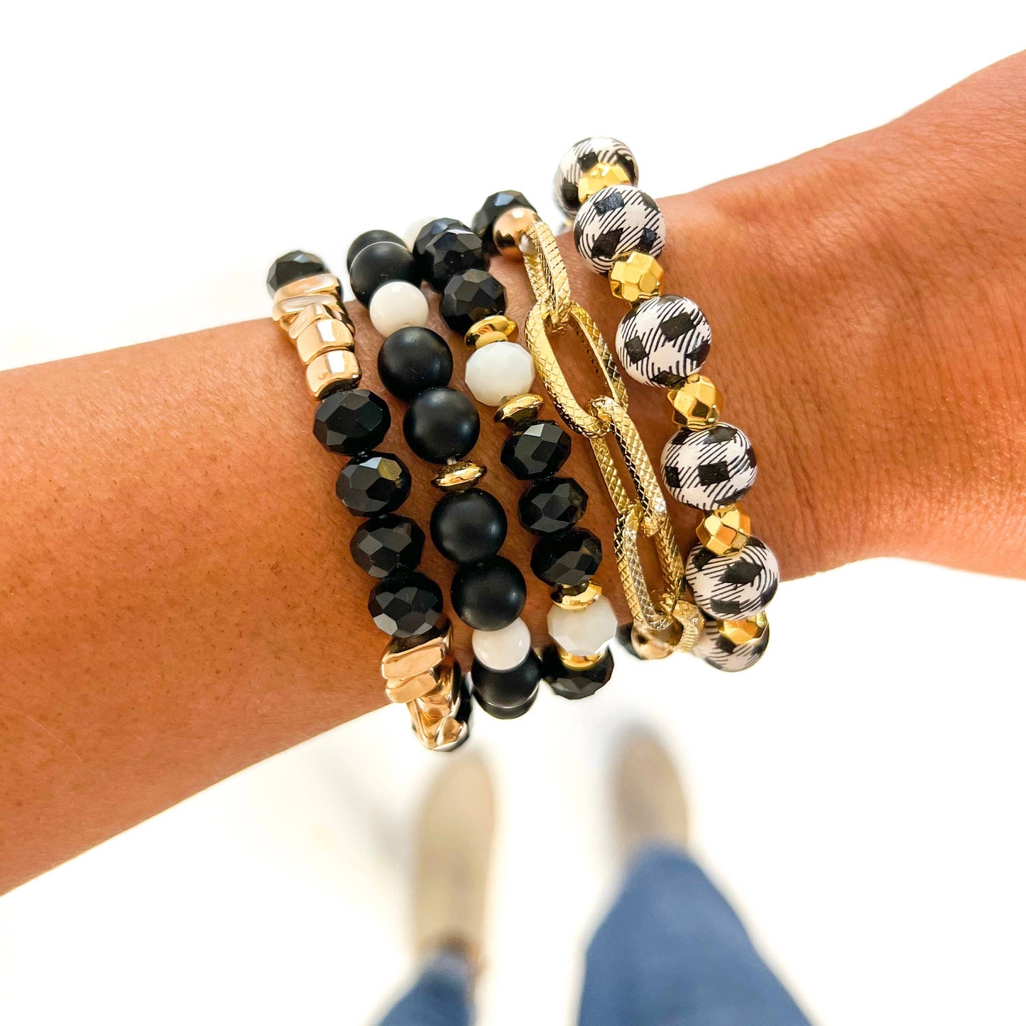 Buffalo Plaid Black & Gold Bracelet Stack