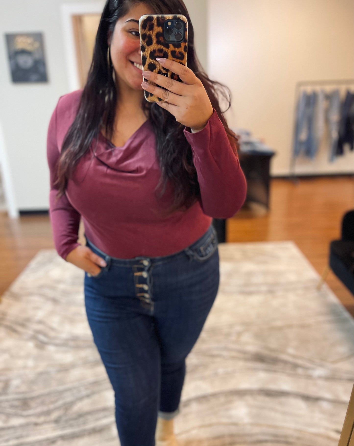 Sangria cowl neck bodysuit