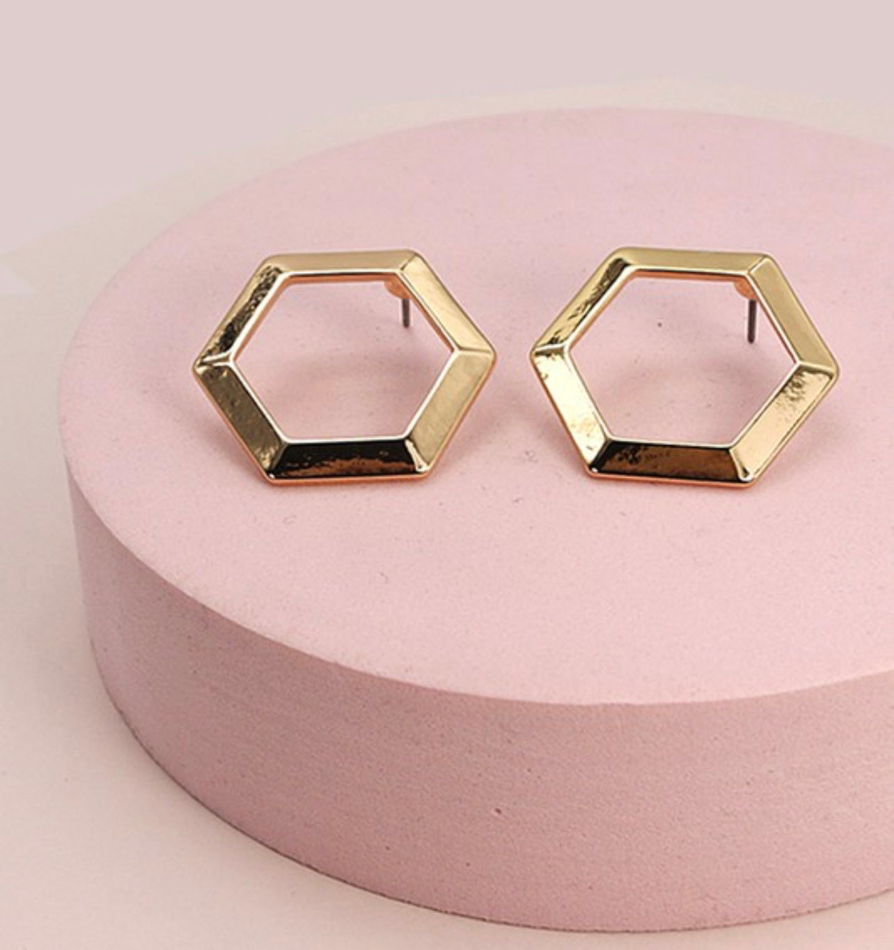 Hexagon post earrings