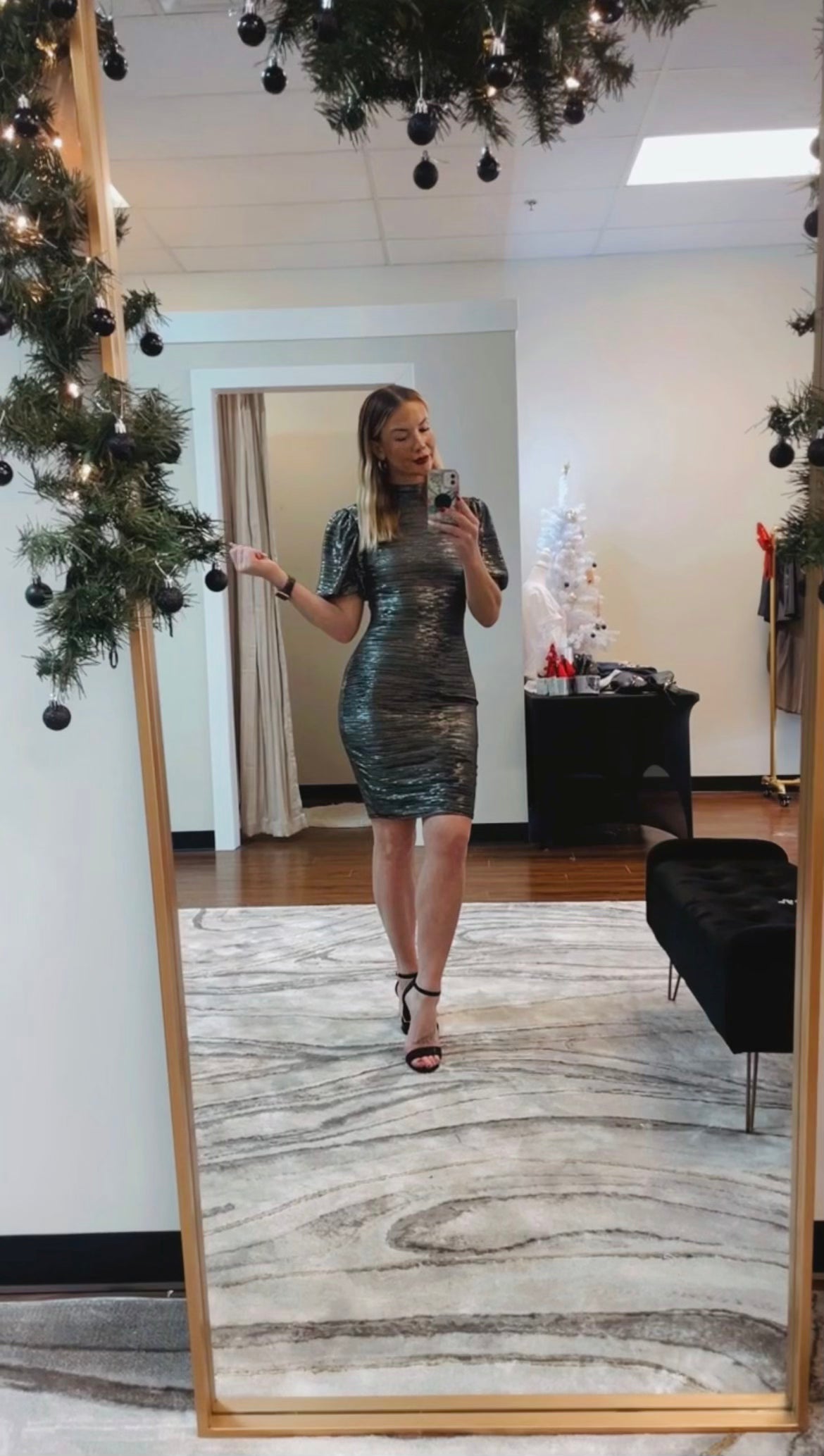 Rare Occasions Metallic Dress