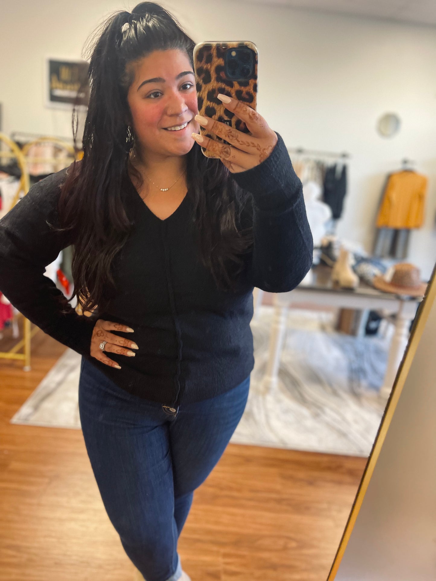 Better late than never black sweater