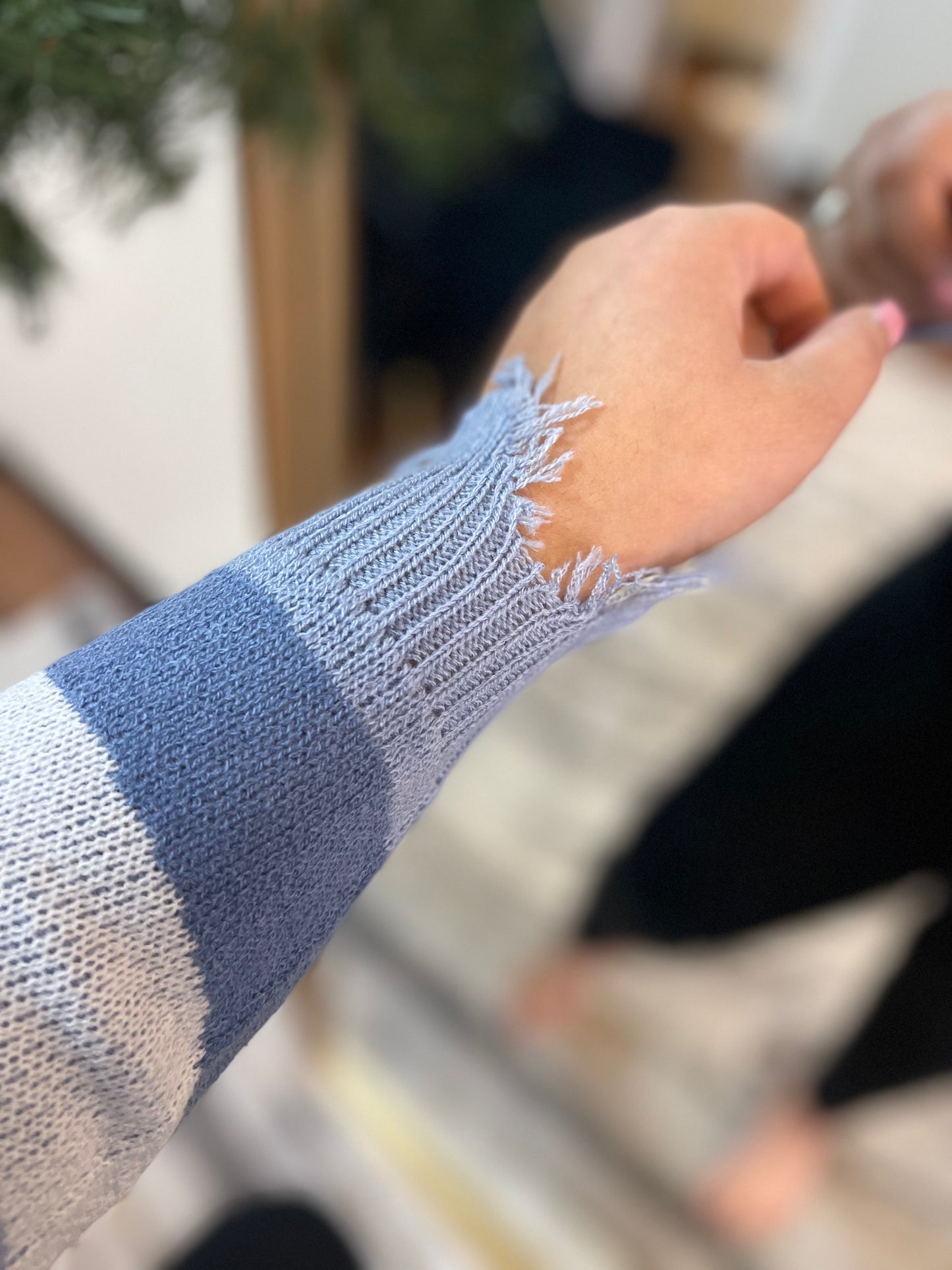 Groovy Vibes frayed sweater