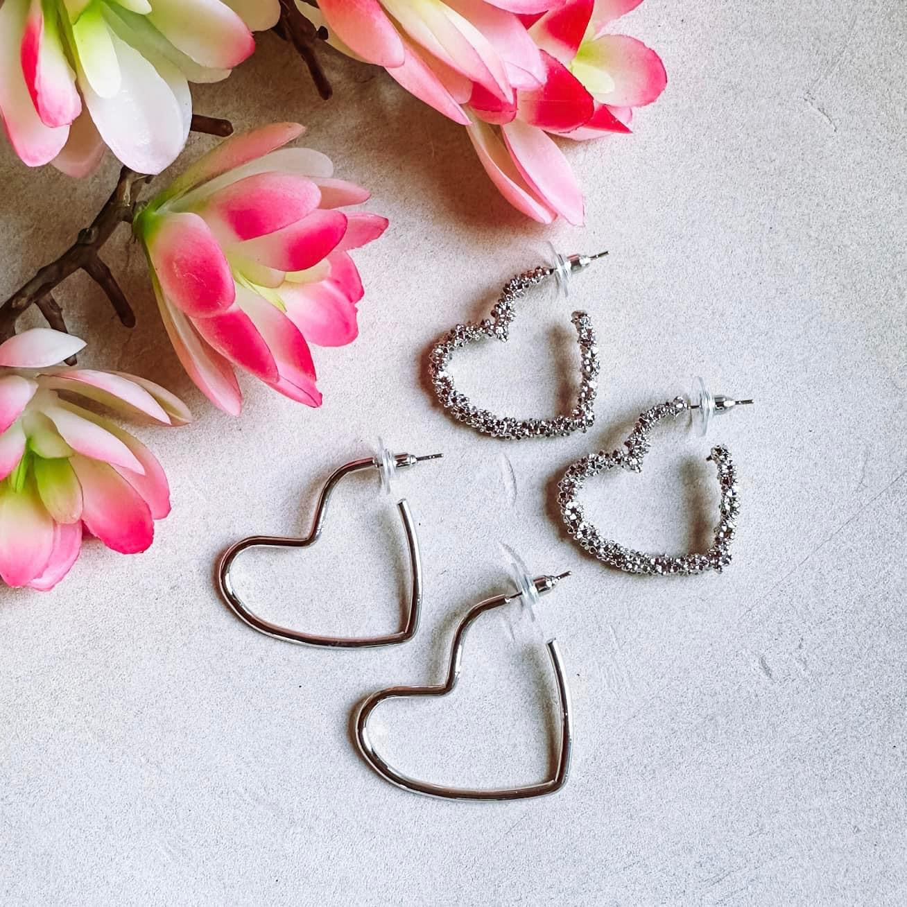 Silver Heart Dazzle Earrings