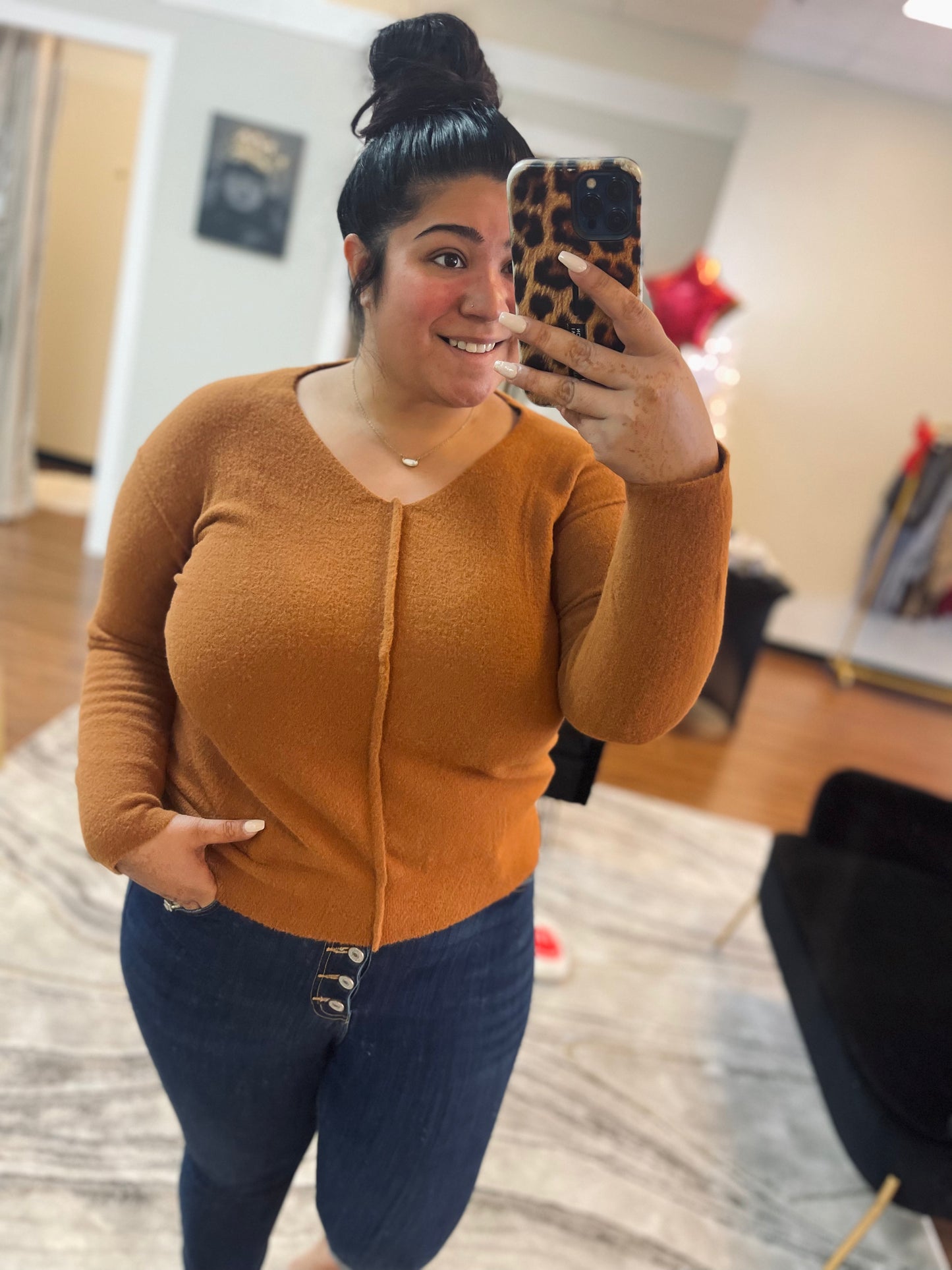 Pumpkin Spice V neck Sweater