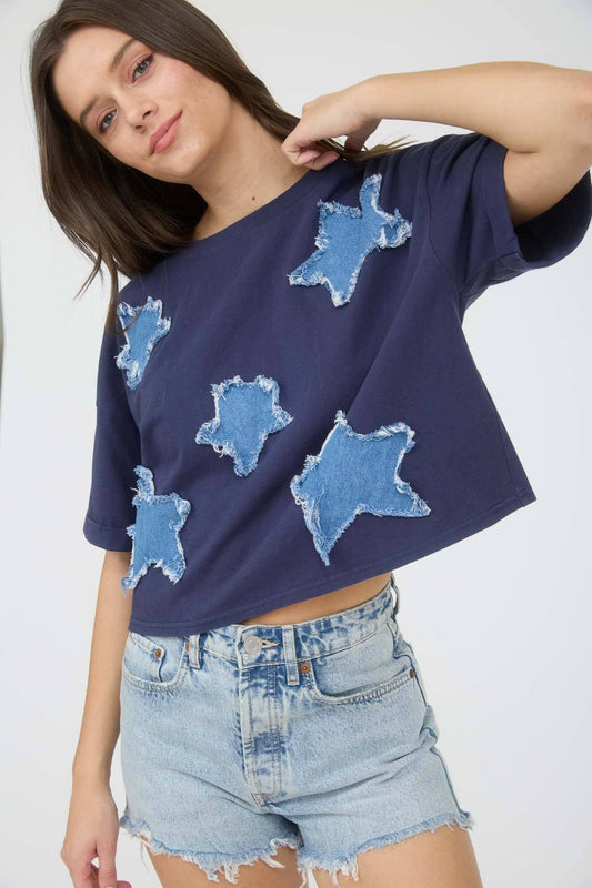 DENIM STAR PATCH SHORT SLEEVE