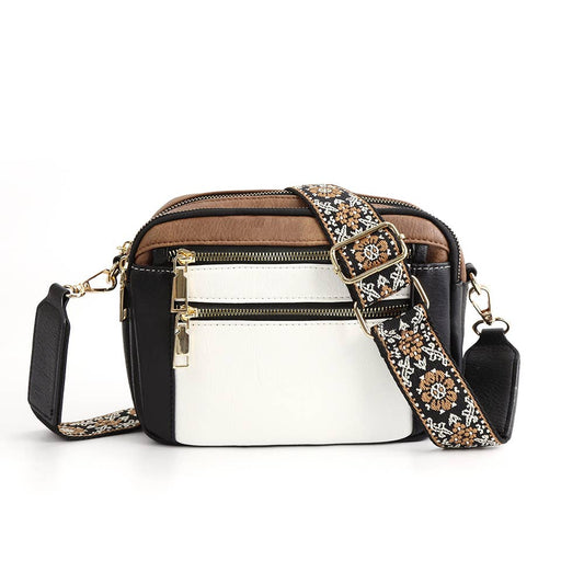Multi Functional Zipper Crossbody Bag: Black / Medium